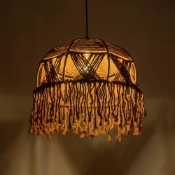 TONA 205-0016 Boho Κρεμαστό Φωτιστικό Οροφής με Ντουί 1 x E27 AC 220-240V IP20 - Καφέ- M40 x Π40 x Υ38cm
