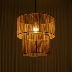 ROXXI 205-0019 Boho Κρεμαστό Φωτιστικό Οροφής με Ντουί 1 x E27 AC 220-240V IP20 - Μπεζ - M35 x Π35 x Υ37cm