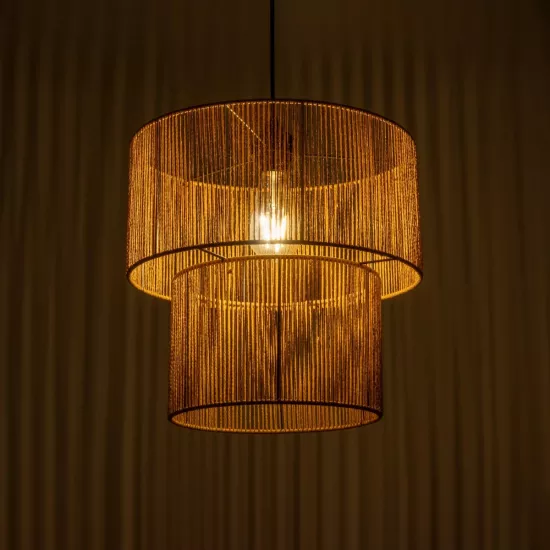 ROXXI 205-0019 Boho Κρεμαστό Φωτιστικό Οροφής με Ντουί 1 x E27 AC 220-240V IP20 - Μπεζ - M35 x Π35 x Υ37cm