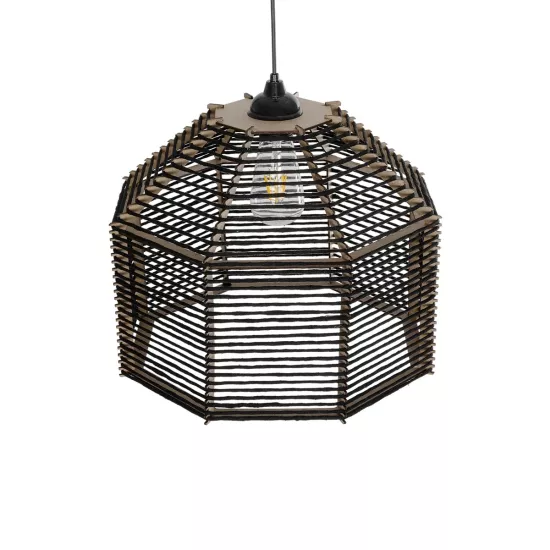VORK 205-0027 Boho Κρεμαστό Φωτιστικό Οροφής με Ντουί 1 x E27 AC 220-240V IP20 - Μαύρο - M40 x Π40 x Υ36cm