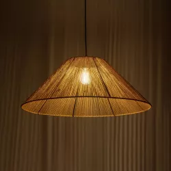 HATA 205-0037 Boho Κρεμαστό Φωτιστικό Οροφής με Ντουί 1 x E27 AC 220-240V IP20 - Μπεζ - M60 x Π60 x Υ27cm