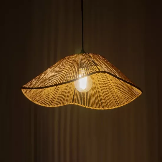 COURBE 205-0038 Boho Κρεμαστό Φωτιστικό Οροφής με Ντουί 1 x E27 AC 220-240V IP20 - Μπεζ - M40 x Π40 x Υ17cm