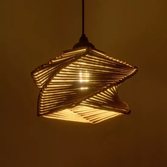 HUSLE 205-0043 Boho Κρεμαστό Φωτιστικό Οροφής με Ντουί 1 x E27 AC 220-240V IP20 - Μπεζ - M28 x Π28 x Υ19cm