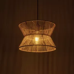 UPCONE 205-0055 Boho Κρεμαστό Φωτιστικό Οροφής με Ντουί 1 x E27 AC 220-240V IP20 - Μπεζ - M30 x Π30 x Υ21cm