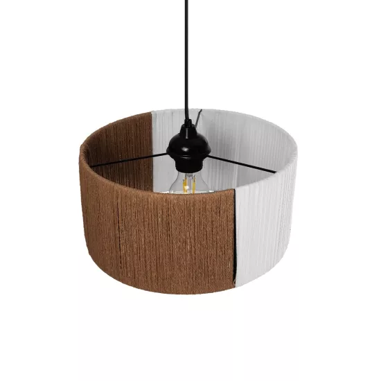 TAG 205-0059 Boho Κρεμαστό Φωτιστικό Οροφής με Ντουί 1 x E27 AC 220-240V IP20 - Λευκό & Καφέ - M30 x Π30 x Υ18cm