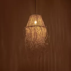 HERBE 205-0073 Boho Κρεμαστό Φωτιστικό Οροφής με Ντουί 1 x E27 AC 220-240V IP20 - Μπεζ - M30 x Π30 x Υ40cm