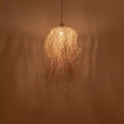 PIOVERE 205-0078 Boho Κρεμαστό Φωτιστικό Οροφής με Ντουί 1 x E27 AC 220-240V IP20 - Μπεζ - M35 x Π35 x Υ70cm