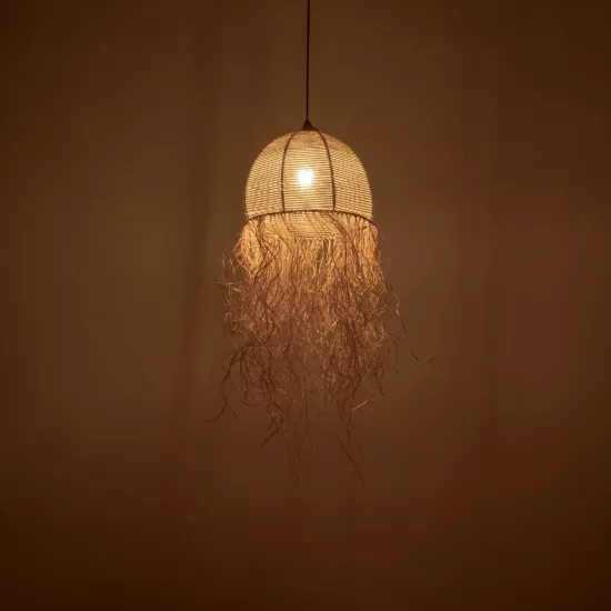 PLUVIA 205-0082 Boho Κρεμαστό Φωτιστικό Οροφής με Ντουί 1 x E27 AC 220-240V IP20 - Μπεζ - M30 x Π30 x Υ70cm