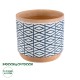 Artificial Garden KOLKATA 20525 Διακοσμητικό Κεραμικό Κασπώ Γλάστρα - Flower Pot Λευκό με Μπλε και Μπεζ Φ14.5 x Υ13cm