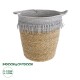 Artificial Garden SYROS 20571 Διακοσμητικό Πλεκτό Κασπώ Γλάστρα - Flower Pot Μπεζ με Γκρι Φ26 x Υ28cm