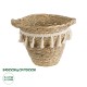 Artificial Garden SANTORINI 20572 Διακοσμητικό Πλεκτό Κασπώ Γλάστρα - Flower Pot Μπεζ με Λευκό Φ17 x Υ16cm