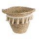 Artificial Garden SANTORINI 20572 Διακοσμητικό Πλεκτό Κασπώ Γλάστρα - Flower Pot Μπεζ με Λευκό Φ17 x Υ16cm