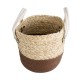 Artificial Garden CAROLINA 20578 Διακοσμητικό Πλεκτό Κασπώ Γλάστρα - Flower Pot Μπεζ με Καφέ και Λευκό Φ23 x Υ23cm