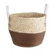 Artificial Garden CAROLINA 20580 Διακοσμητικό Πλεκτό Κασπώ Γλάστρα - Flower Pot Μπεζ με Καφέ και Λευκό Φ33 x Υ28cm