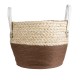 Artificial Garden CAROLINA 20580 Διακοσμητικό Πλεκτό Κασπώ Γλάστρα - Flower Pot Μπεζ με Καφέ και Λευκό Φ33 x Υ28cm