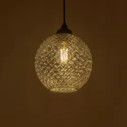 KEGEL 206-0003 Μοντέρνο Κρεμαστό Φωτιστικό Οροφής με Ντουί 1 x E27 AC 220-240V IP20 - Μαύρο Φιμέ - Μ20 x Π20 x Υ20cm