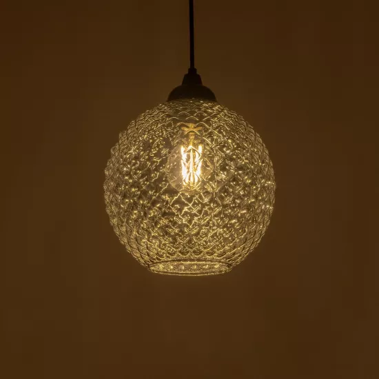 KEGEL 206-0003 Μοντέρνο Κρεμαστό Φωτιστικό Οροφής με Ντουί 1 x E27 AC 220-240V IP20 - Μαύρο Φιμέ - Μ20 x Π20 x Υ20cm