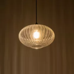 PERA 206-0009 Μοντέρνο Κρεμαστό Φωτιστικό Οροφής με Ντουί 1 x E27 AC 220-240V IP20 - Διάφανο - Μ30 x Π30 x Υ22cm