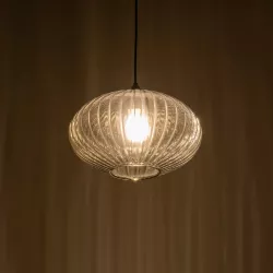 PERA 206-0010 Μοντέρνο Κρεμαστό Φωτιστικό Οροφής με Ντουί 1 x E27 AC 220-240V IP20 - Μαύρο Φιμέ - Μ30 x Π30 x Υ22cm