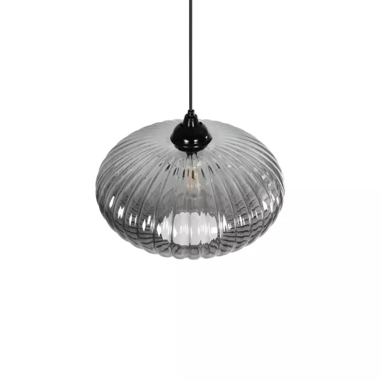 PERA 206-0010 Μοντέρνο Κρεμαστό Φωτιστικό Οροφής με Ντουί 1 x E27 AC 220-240V IP20 - Μαύρο Φιμέ - Μ30 x Π30 x Υ22cm