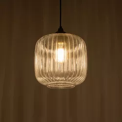 MELONI 206-0013 Μοντέρνο Κρεμαστό Φωτιστικό Οροφής με Ντουί 1 x E27 AC 220-240V IP20 - Διάφανο - Μ20 x Π20 x Υ24cm