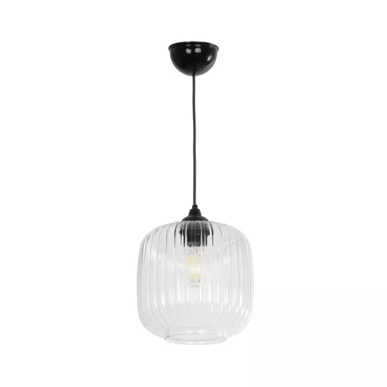 MELONI 206-0013 Μοντέρνο Κρεμαστό Φωτιστικό Οροφής με Ντουί 1 x E27 AC 220-240V IP20 - Διάφανο - Μ20 x Π20 x Υ24cm