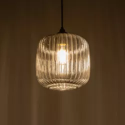 MELONI 206-0014 Μοντέρνο Κρεμαστό Φωτιστικό Οροφής με Ντουί 1 x E27 AC 220-240V IP20 - Μαύρο Φιμέ - Μ20 x Π20 x Υ24cm