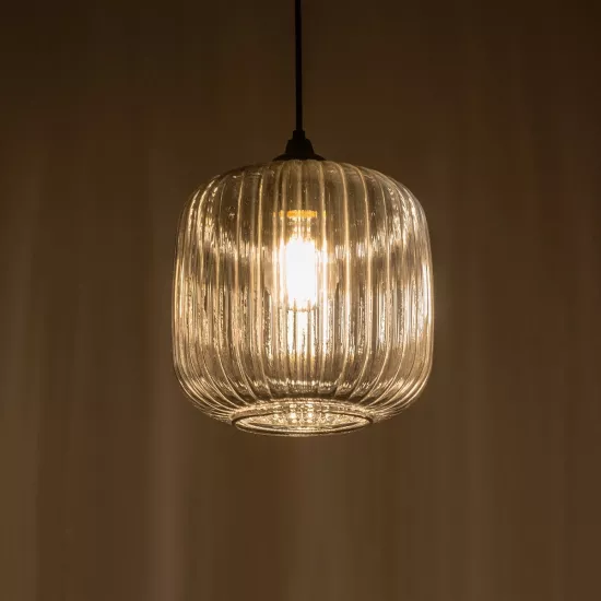 MELONI 206-0014 Μοντέρνο Κρεμαστό Φωτιστικό Οροφής με Ντουί 1 x E27 AC 220-240V IP20 - Μαύρο Φιμέ - Μ20 x Π20 x Υ24cm