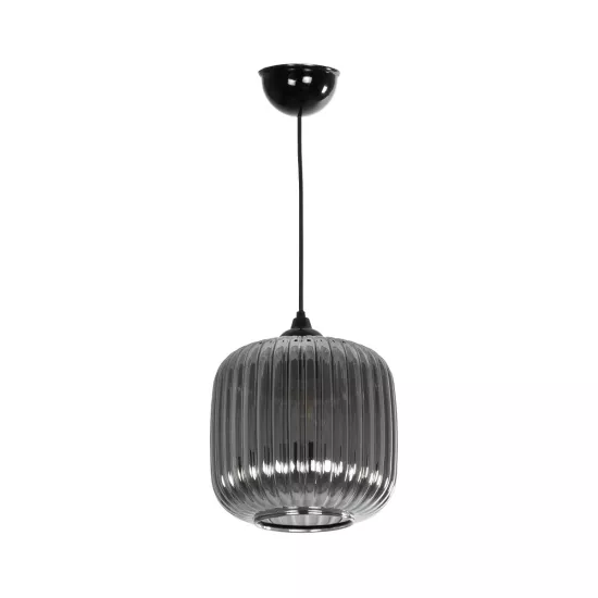 MELONI 206-0014 Μοντέρνο Κρεμαστό Φωτιστικό Οροφής με Ντουί 1 x E27 AC 220-240V IP20 - Μαύρο Φιμέ - Μ20 x Π20 x Υ24cm