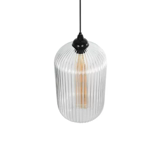 MELONI 206-0017 Μοντέρνο Κρεμαστό Φωτιστικό Οροφής με Ντουί 1 x E27 AC 220-240V IP20 - Διάφανο - Μ20 x Π20 x Υ38cm