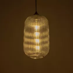 MELONI 206-0018 Μοντέρνο Κρεμαστό Φωτιστικό Οροφής με Ντουί 1 x E27 AC 220-240V IP20 - Μαύρο Φιμέ - Μ20 x Π20 x Υ38cm