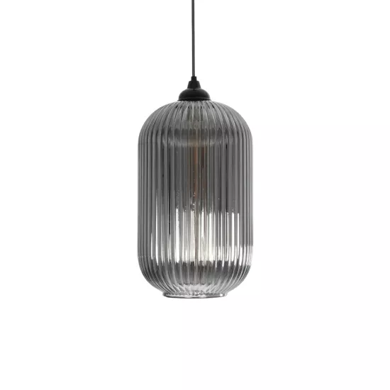 MELONI 206-0018 Μοντέρνο Κρεμαστό Φωτιστικό Οροφής με Ντουί 1 x E27 AC 220-240V IP20 - Μαύρο Φιμέ - Μ20 x Π20 x Υ38cm