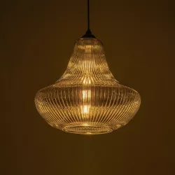 VERRE 206-0021 Μοντέρνο Κρεμαστό Φωτιστικό Οροφής με Ντουί 1 x E27 AC 220-240V IP20 - Μαύρο Φιμέ - Μ38 x Π38 x Υ34cm