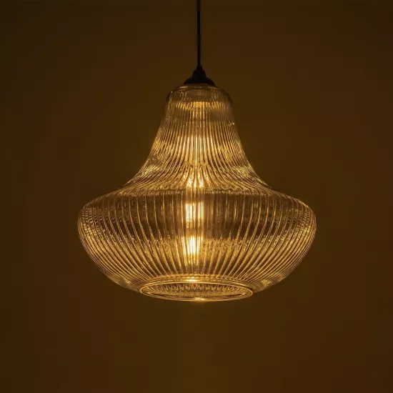 VERRE 206-0021 Μοντέρνο Κρεμαστό Φωτιστικό Οροφής με Ντουί 1 x E27 AC 220-240V IP20 - Μαύρο Φιμέ - Μ38 x Π38 x Υ34cm