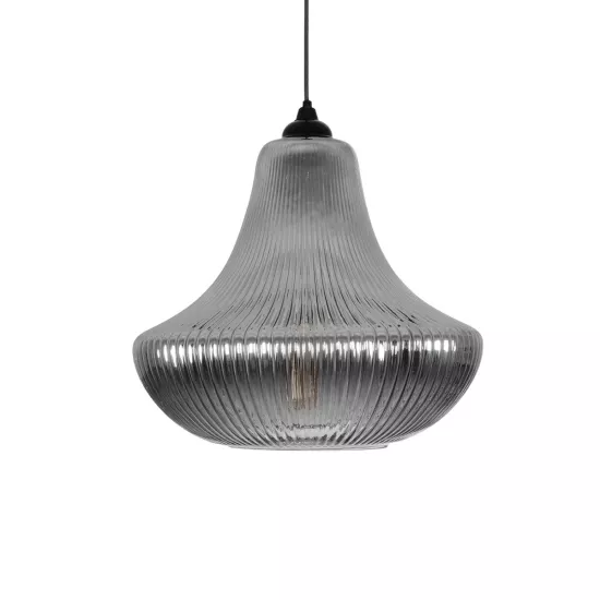 VERRE 206-0021 Μοντέρνο Κρεμαστό Φωτιστικό Οροφής με Ντουί 1 x E27 AC 220-240V IP20 - Μαύρο Φιμέ - Μ38 x Π38 x Υ34cm