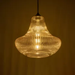 VERRE 206-0022 Μοντέρνο Κρεμαστό Φωτιστικό Οροφής με Ντουί 1 x E27 AC 220-240V IP20 - Mελί - Μ38 x Π38 x Υ34cm