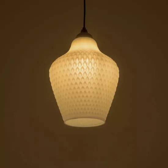 SKLO 206-0023 Μοντέρνο Κρεμαστό Φωτιστικό Οροφής με Ντουί 1 x E27 AC 220-240V IP20 - Λευκό - Μ22 x Π22 x Υ31cm