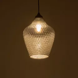 SKLO 206-0024 Μοντέρνο Κρεμαστό Φωτιστικό Οροφής με Ντουί 1 x E27 AC 220-240V IP20 - Μαύρο Φιμέ - Μ22 x Π22 x Υ31cm