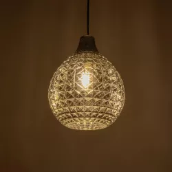 BASTIK 206-0026 Μοντέρνο Κρεμαστό Φωτιστικό Οροφής με Ντουί 1 x E27 AC 220-240V IP20 - Μαύρο Φιμέ - Μ22 x Π22 x Υ26cm