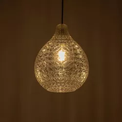 BASTIK 206-0027 Μοντέρνο Κρεμαστό Φωτιστικό Οροφής με Ντουί 1 x E27 AC 220-240V IP20 - Mελί - Μ22 x Π22 x Υ26cm