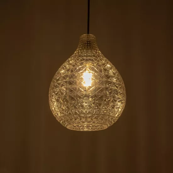 BASTIK 206-0027 Μοντέρνο Κρεμαστό Φωτιστικό Οροφής με Ντουί 1 x E27 AC 220-240V IP20 - Mελί - Μ22 x Π22 x Υ26cm