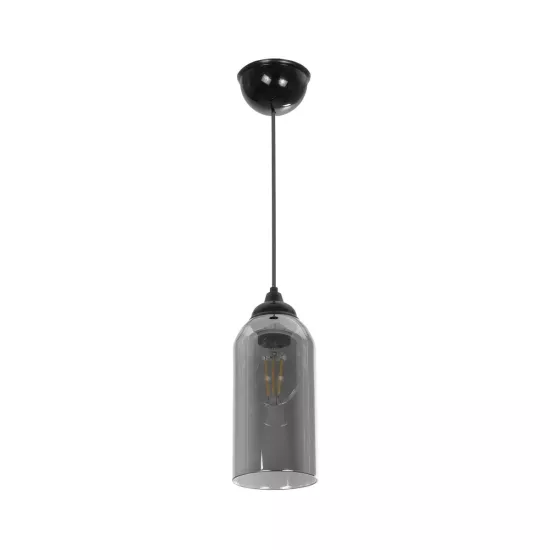 TUBE 206-0030 Μοντέρνο Κρεμαστό Φωτιστικό Οροφής με Ντουί 1 x E27 AC 220-240V IP20 - Μαύρο Φιμέ - Μ10 x Π10 x Υ24cm