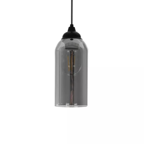 TUBE 206-0030 Μοντέρνο Κρεμαστό Φωτιστικό Οροφής με Ντουί 1 x E27 AC 220-240V IP20 - Μαύρο Φιμέ - Μ10 x Π10 x Υ24cm