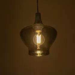 OVOCE 206-0032 Μοντέρνο Κρεμαστό Φωτιστικό Οροφής με Ντουί 1 x E27 AC 220-240V IP20 - Μαύρο Φιμέ - Μ20 x Π20 x Υ22cm