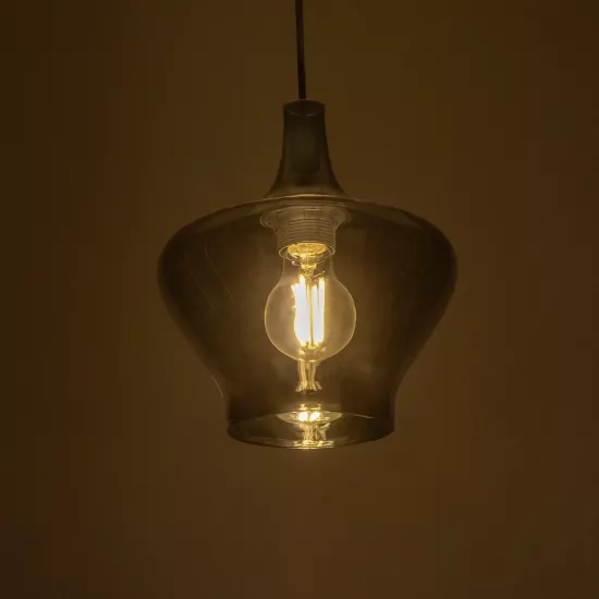 OVOCE 206-0032 Μοντέρνο Κρεμαστό Φωτιστικό Οροφής με Ντουί 1 x E27 AC 220-240V IP20 - Μαύρο Φιμέ - Μ20 x Π20 x Υ22cm