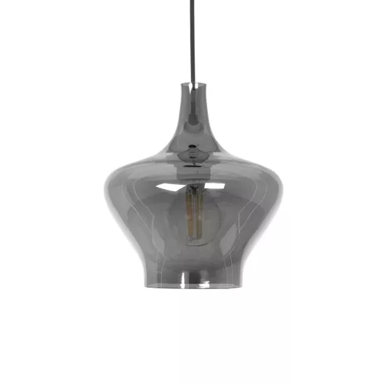 OVOCE 206-0032 Μοντέρνο Κρεμαστό Φωτιστικό Οροφής με Ντουί 1 x E27 AC 220-240V IP20 - Μαύρο Φιμέ - Μ20 x Π20 x Υ22cm