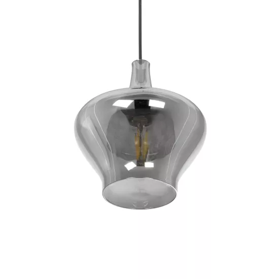 OVOCE 206-0032 Μοντέρνο Κρεμαστό Φωτιστικό Οροφής με Ντουί 1 x E27 AC 220-240V IP20 - Μαύρο Φιμέ - Μ20 x Π20 x Υ22cm