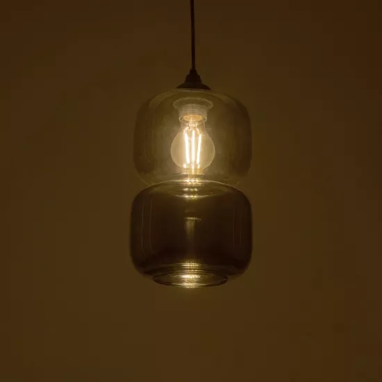 PIAGE 206-0036 Μοντέρνο Κρεμαστό Φωτιστικό Οροφής με Ντουί 1 x E27 AC 220-240V IP20 - Μαύρο Φιμέ - Μ18 x Π18 x Υ31cm