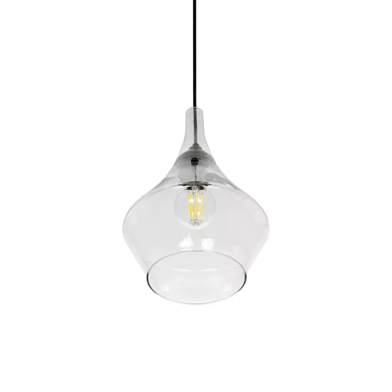 TORU 206-0042 Μοντέρνο Κρεμαστό Φωτιστικό Οροφής με Ντουί 1 x E27 AC 220-240V IP20 - Διάφανο - Μ20 x Π20 x Υ31cm