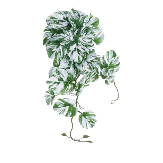 Artificial Garden ALBINO MONSTERA HANGING PLANT 20606 - Τεχνητό Διακοσμητικό Κρεμαστό Φυτό Μονστέρα Υ45cm